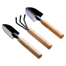 Small trowel, hand cultivator, and garden fork set, perfect for planting and gardening.