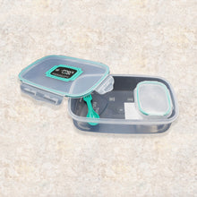 Plastic lunch container with small box and spoon