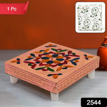 1 Pc Meenakari Wooden Chowki & Bajot Set: For Home & Office Puja (Multicolor)