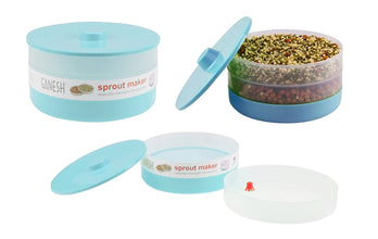 Bean bowl sprout maker by Ganesh, 1800 ml, different perspectives.